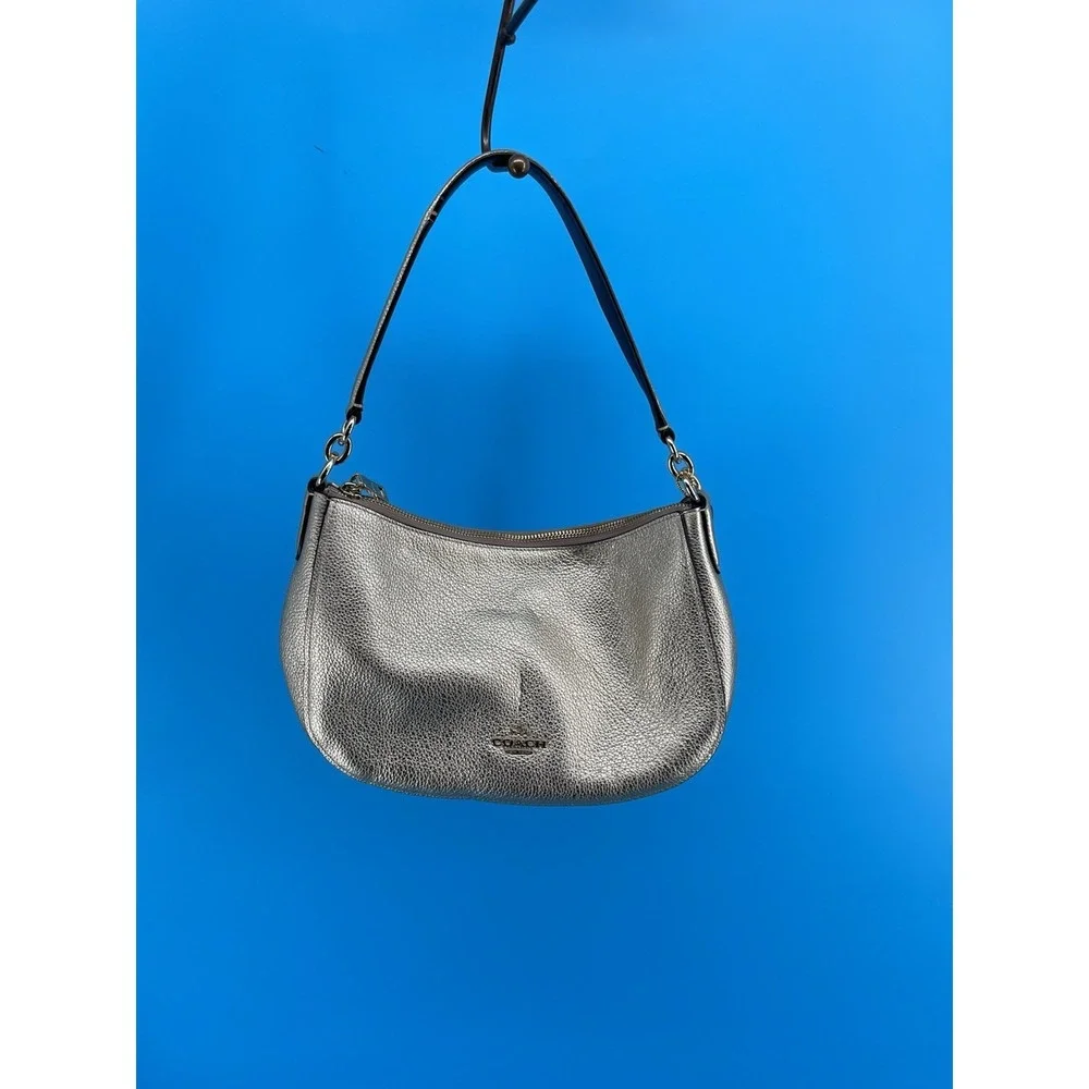 COACH Champagne Gold Metallic Leather Shoulder Bag Purse Handbag – Designer